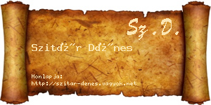 Szitár Dénes névjegykártya